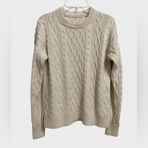 NWT J. Crew Cable Knit Crewneck Sweater Women's Size XS Cream Preppy Academia